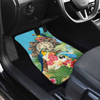 Personalized It's 5 o'clock Somewhere Car Mats Hawaiian Tropical Parrots - Polynesian Pride