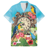 Personalized It's 5 o'clock Somewhere Family Matching Off The Shoulder Long Sleeve Dress and Hawaiian Shirt Hawaiian Tropical Parrots - Polynesian Pride
