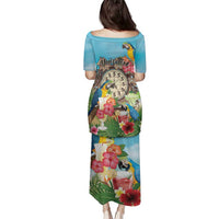 Personalized It's 5 o'clock Somewhere Family Matching Puletasi and Hawaiian Shirt Hawaiian Tropical Parrots - Polynesian Pride