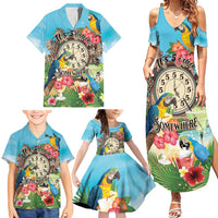 Personalized It's 5 o'clock Somewhere Family Matching Summer Maxi Dress and Hawaiian Shirt Hawaiian Tropical Parrots - Polynesian Pride