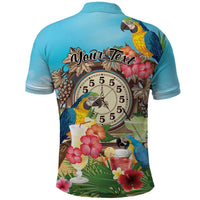 Personalized It's 5 o'clock Somewhere Polo Shirt Hawaiian Tropical Parrots - Polynesian Pride