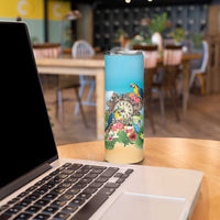 Personalized It's 5 o'clock Somewhere Skinny Tumbler Hawaiian Tropical Parrots - Polynesian Pride