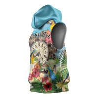 Personalized It's 5 o'clock Somewhere Sleeveless Hoodie Hawaiian Tropical Parrots - Polynesian Pride