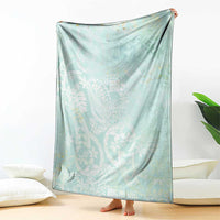 Polynesian Tiare Monstera Seafoam Green Blanket Liquid Style - Polynesian Pride