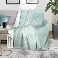 Polynesian Tiare Monstera Seafoam Green Blanket Liquid Style - Polynesian Pride