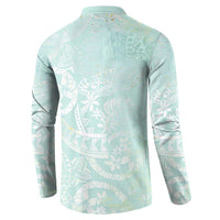 Polynesian Tiare Monstera Seafoam Green Button Sweatshirt Liquid Style - Polynesian Pride