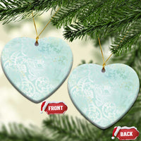 Polynesian Tiare Monstera Seafoam Green Ceramic Ornament Liquid Style - Polynesian Pride