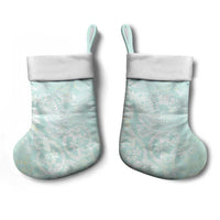 Polynesian Tiare Monstera Seafoam Green Christmas Stocking Liquid Style - Polynesian Pride