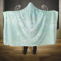 Polynesian Tiare Monstera Seafoam Green Hooded Blanket Liquid Style - Polynesian Pride