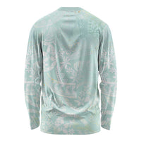 Polynesian Tiare Monstera Seafoam Green Long Sleeve Shirt Liquid Style - Polynesian Pride