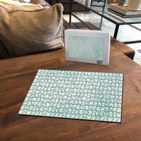 Polynesian Tiare Monstera Seafoam Green Puzzle Liquid Style - Polynesian Pride