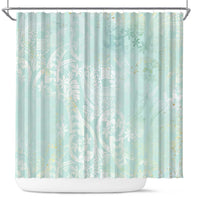 Polynesian Tiare Monstera Seafoam Green Shower Curtain Liquid Style - Polynesian Pride
