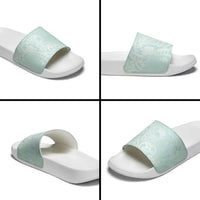 Polynesian Tiare Monstera Seafoam Green Slide Sandals Liquid Style - Polynesian Pride