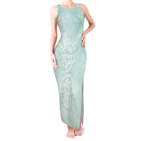 Polynesian Tiare Monstera Seafoam Green Tank Maxi Dress Liquid Style - Polynesian Pride