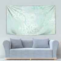 Polynesian Tiare Monstera Seafoam Green Tapestry Liquid Style - Polynesian Pride