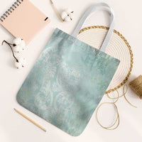 Polynesian Tiare Monstera Seafoam Green Tote Bag Liquid Style - Polynesian Pride