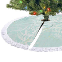 Polynesian Tiare Monstera Seafoam Green Tree Skirt Liquid Style - Polynesian Pride