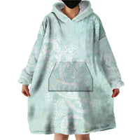 Polynesian Tiare Monstera Seafoam Green Wearable Blanket Hoodie Liquid Style - Polynesian Pride