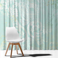 Polynesian Tiare Monstera Seafoam Green Window Curtain Liquid Style - Polynesian Pride