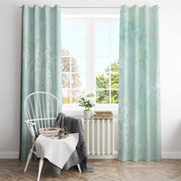 Polynesian Tiare Monstera Seafoam Green Window Curtain Liquid Style - Polynesian Pride