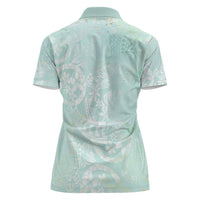 Polynesian Tiare Monstera Seafoam Green Women Polo Shirt Liquid Style - Polynesian Pride