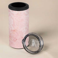 Polynesian Tiare Monstera Soft Pink 4 in 1 Can Cooler Tumbler Liquid Style LT01 - Polynesian Pride