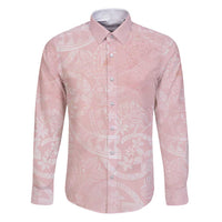 Polynesian Tiare Monstera Soft Pink Family Matching Puletasi and Hawaiian Shirt Liquid Style - Polynesian Pride