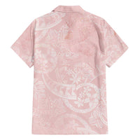 Polynesian Tiare Monstera Soft Pink Family Matching Short Sleeve Bodycon Dress and Hawaiian Shirt Liquid Style - Polynesian Pride