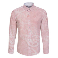 Polynesian Tiare Monstera Soft Pink Family Matching Summer Maxi Dress and Hawaiian Shirt Liquid Style - Polynesian Pride