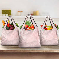 Polynesian Tiare Monstera Soft Pink Grocery Bag Liquid Style - Polynesian Pride