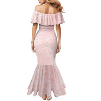 Polynesian Tiare Monstera Soft Pink Mermaid Dress Liquid Style - Polynesian Pride