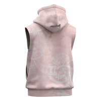 Polynesian Tiare Monstera Soft Pink Sleeveless Zip Hoodie Liquid Style LT01 - Polynesian Pride