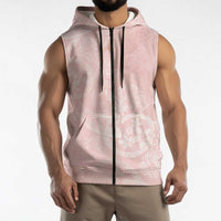 Polynesian Tiare Monstera Soft Pink Sleeveless Zip Hoodie Liquid Style LT01 - Polynesian Pride