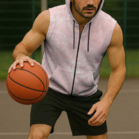 Polynesian Tiare Monstera Soft Pink Sleeveless Zip Hoodie Liquid Style LT01 - Polynesian Pride