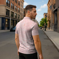 Polynesian Tiare Monstera Soft Pink Zipper Polo Shirt Liquid Style LT01 - Polynesian Pride