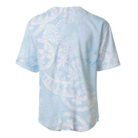 Polynesian Tiare Monstera Baby Blue Baseball Jersey Liquid Style LT01 - Polynesian Pride