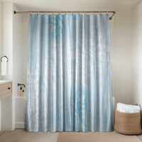 Polynesian Tiare Monstera Baby Blue Bathroom Set Liquid Style - Polynesian Pride