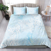 Polynesian Tiare Monstera Baby Blue Bedding Set Liquid Style - Polynesian Pride