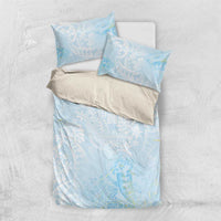 Polynesian Tiare Monstera Baby Blue Bedding Set Liquid Style - Polynesian Pride
