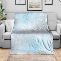 Polynesian Tiare Monstera Baby Blue Blanket Liquid Style - Polynesian Pride