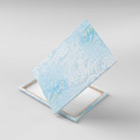 Polynesian Tiare Monstera Baby Blue Canvas Wall Art Liquid Style - Polynesian Pride