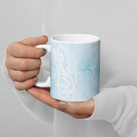 Polynesian Tiare Monstera Baby Blue Ceramic Mug Liquid Style LT01 - Polynesian Pride