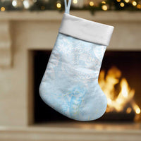 Polynesian Tiare Monstera Baby Blue Christmas Stocking Liquid Style - Polynesian Pride