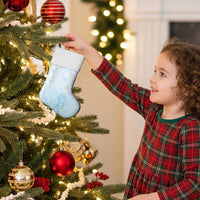 Polynesian Tiare Monstera Baby Blue Christmas Stocking Liquid Style - Polynesian Pride