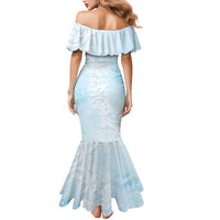 Polynesian Tiare Monstera Baby Blue Family Matching Mermaid Dress and Hawaiian Shirt Liquid Style - Polynesian Pride