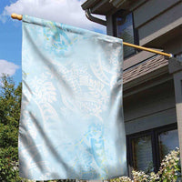 Polynesian Tiare Monstera Baby Blue Garden Flag Liquid Style - Polynesian Pride