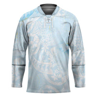 Polynesian Tiare Monstera Baby Blue Hockey Jersey Liquid Style - Polynesian Pride