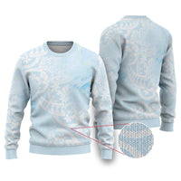 Polynesian Tiare Monstera Baby Blue Ugly Christmas Sweater Liquid Style - Polynesian Pride
