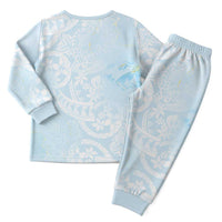 Polynesian Tiare Monstera Baby Blue Christmas Pajama Set Liquid Style - Polynesian Pride