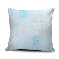 Polynesian Tiare Monstera Baby Blue Pillow Cover Liquid Style - Polynesian Pride